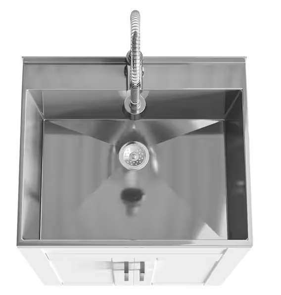 Hennessy All-in-One 24 in. Utility Laundry Sink with Cabinet in Pure White Drop-In