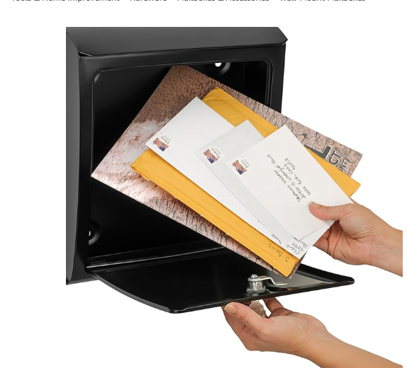 Sienna Black, Medium, Steel, Locking Wall Mount Mailbox