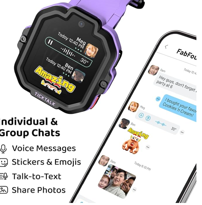TickTalk5 Smart Watch for Kids with GPS Tracker, Video Calling, Texting, and Parental App