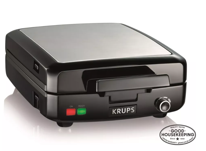 Krups 4 Slice Belgian Waffle Maker with Removable Plates, Stainless Steel, used