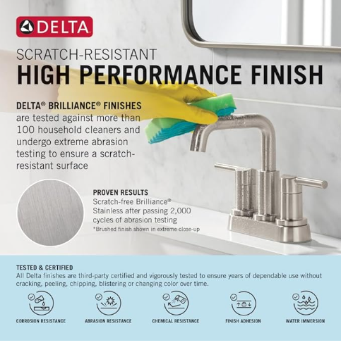 Delta Nicoli Brushed Gold Faucet 3 Hole, 8 Inch Widespread Bathroom Sink Faucet for Vanity