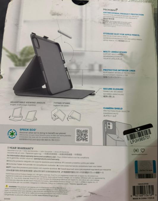 Speck Apple iPad 10.9 (10th Gen and A16), iPad Pro 11-inch (1st, 2nd, 3rd, 4th gen) and iPad Air (4th, 5th gen