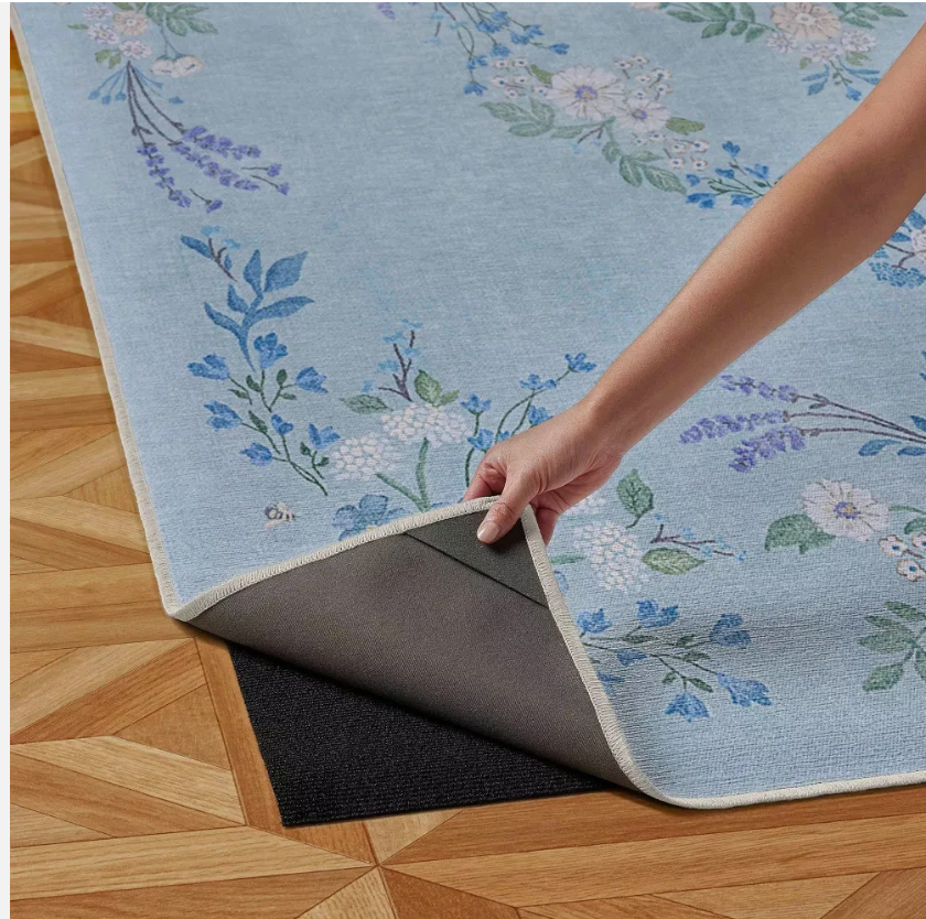 Ruggable 2'x7' Washable Bridgerton Aubrey Hall Garden Runner Rug Blue