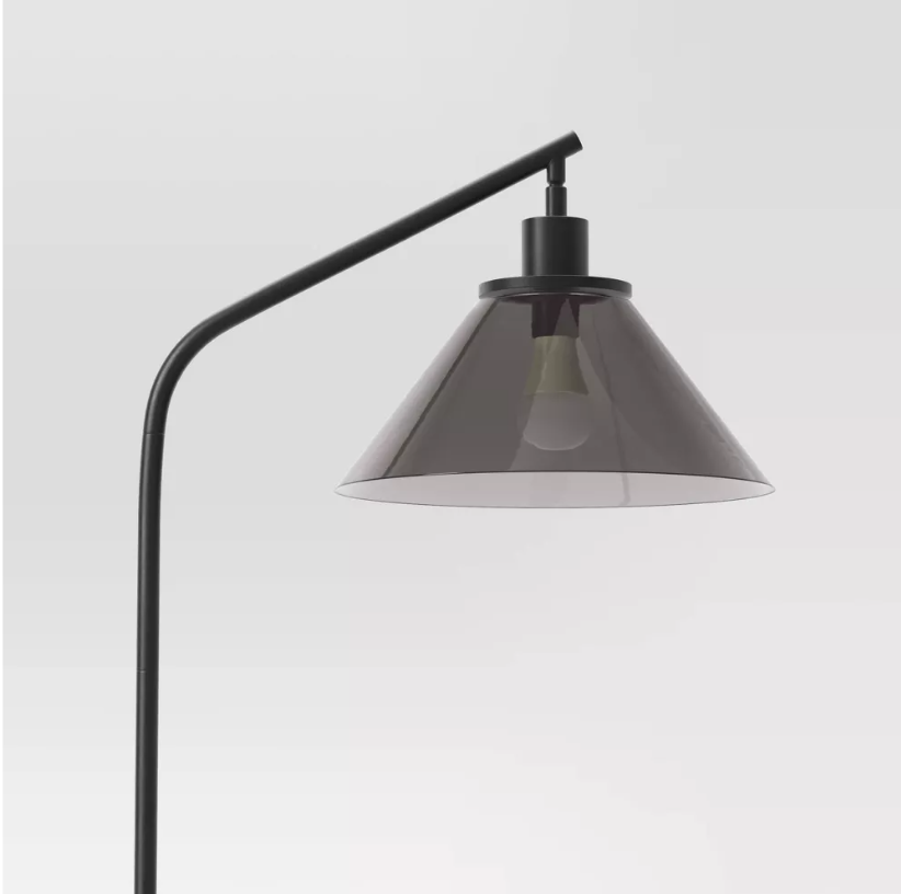 Smoked Glass Floor Lamp Black - Threshold