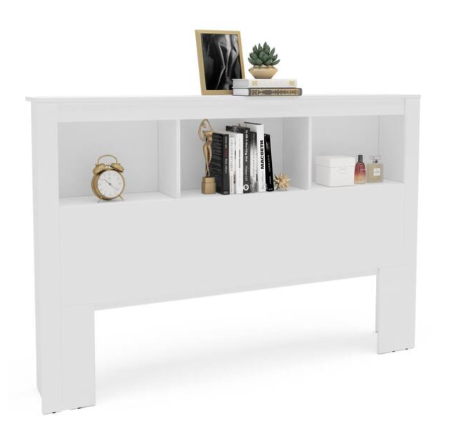 Madison White Queen-Size Bookcase Headboard