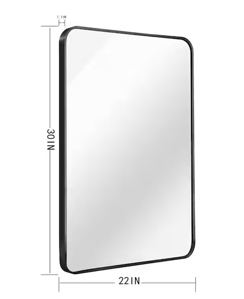 Ta. 22 in. W x 30 in. H Black Rectangle Framed Mirror