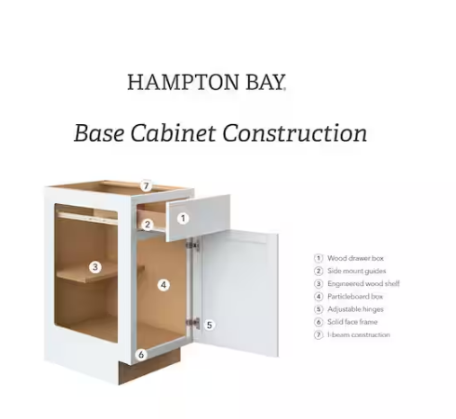 Hampton Bay Courtland 18 in. W x 24 in. D x 34.5 in. H Assembled Shaker Trash Can Kitchen Cabinet in Polar White
