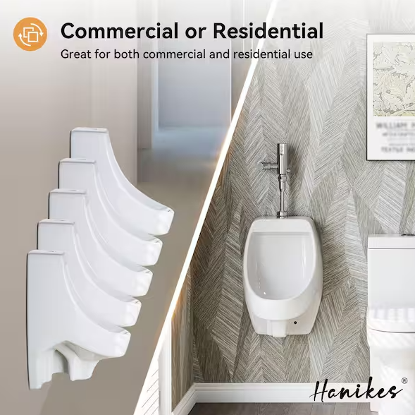 Hanikes 1.0 GPF Urinal with Siphon Jet Flush Action in. White