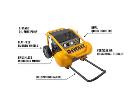 DEWALT 4.5-Gallon Portable Electric 225 PSI Horizontal Air Compressor