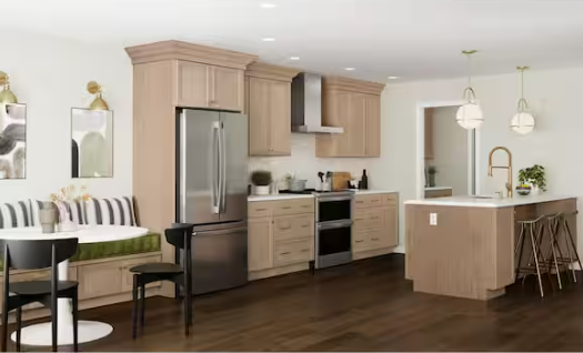 Hampton Bay Sinclair 5.75 in. W x 34.5 in. H x 5.75 in. D Kitchen Cabinet Decorative Corner Post in Shaker Light Oak