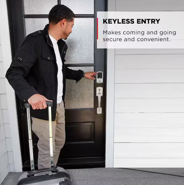 Kwikset SmartCode 270 Traditional Satin Nickel Touchpad Single Cylinder Electronic Deadbolt Featuring SmartKey Security