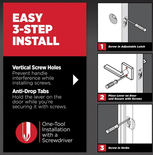 Kwikset Trafford Matte Black Reversible Round Straight Keyed Entry Door Handle featuring SmartKey Technology