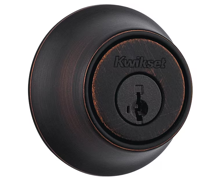 Kwikset 660 Venetian Bronze Single Cylinder Deadbolt featuring SmartKey Security and Microban Technology