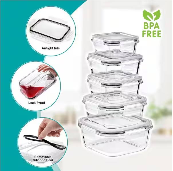 Sorbus 28-Piece Glass Food Storage Containers with Lids-Microwave, Dishwasher, and Oven Safe Meal Prep Containers