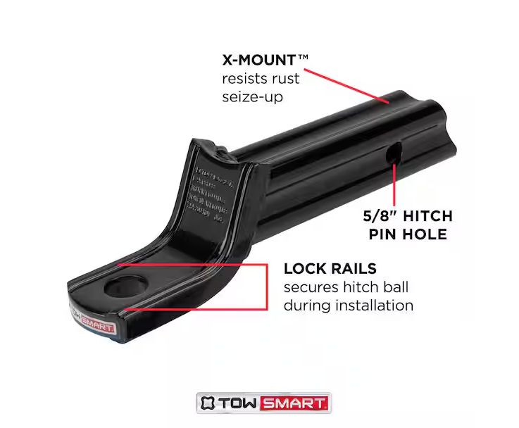 TowSmart Class 3 5000 lb. "X" Mount Security Kit with 2 in. Ball, 5/8 in. Locking Pin, 2 in. Drop x 3/4 in. Rise Ball Mount