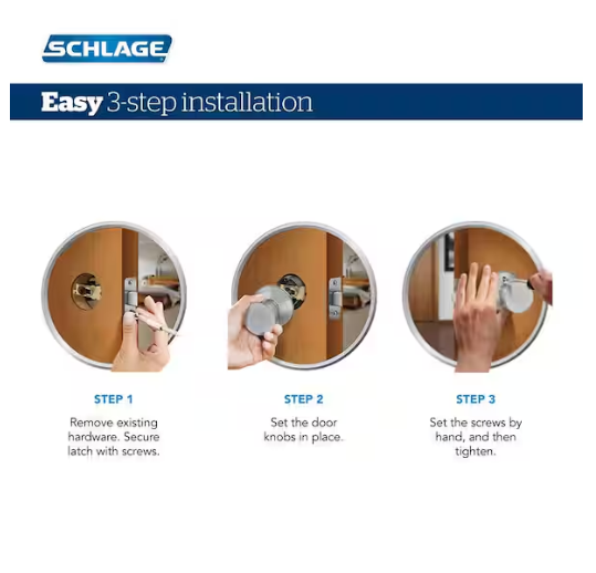 Schlage Georgian Satin Nickel Privacy Bed/Bath Door Knob