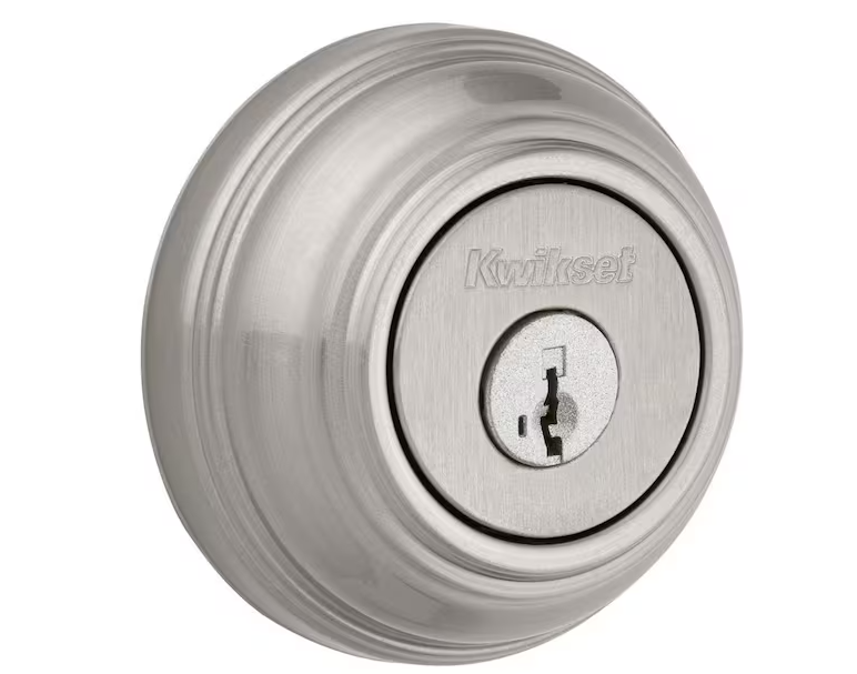Kwikset Satin Nickel Single Cylinder Deadbolt featuring SmartKey Security with Microban Antimicrobial Technology