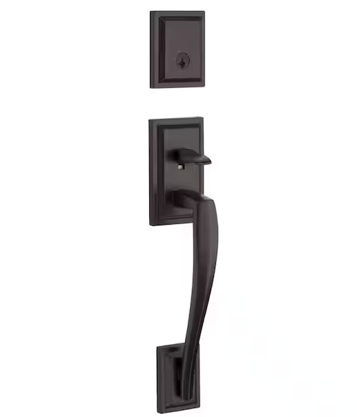 Baldwin Torrey Pines Venetian Bronze Low Profile Single Cylinder Entry Door Handleset w/ Torrey Door Handle ft SmartKey Security