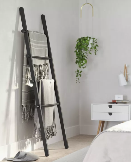 Leana Decorative Ladder Black - Umbra: Towel Rack, Clothing Organizer, 4-Rung Storage