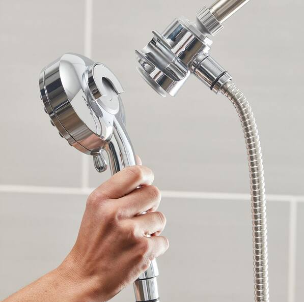 Waterpik DualDock Multi-Height 7-Spray Wall Mount Handheld Shower Head with PowerPulse Massage 1.8 GPM in Chrome