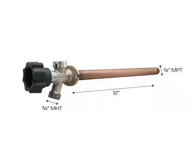 1/2 in. x 12 in. Brass MPT x SWT Half-Turn Frost Free Anti-Siphon Outdoor Sillcock Valve
