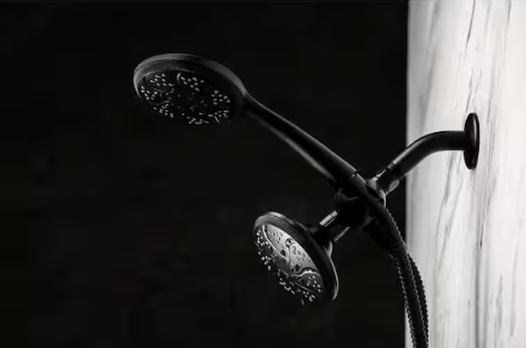 Glacier Bay 6 -Spray Patterns with 1.8 GPM 4.5 in. Wall Mount Dual Shower Heads in Matte Black