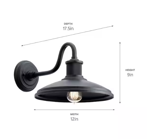 Allenbury 1-Light Textured Black Outdoor Hardwired Wall Lantern Sconce with No Bulbs Included (1-Pack)