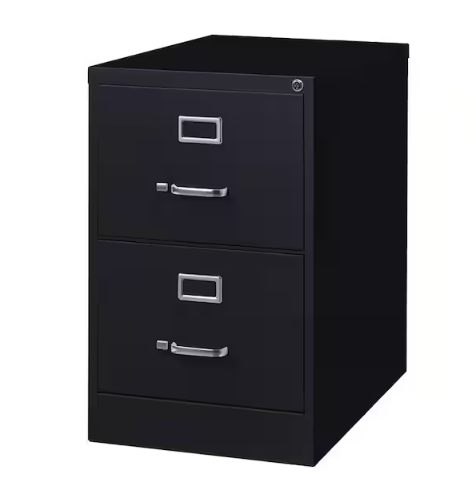 26.5 in. D 2-Drawer Black Metal Legal Width 18 in. W Vertical File Cabinet Commercial Grade