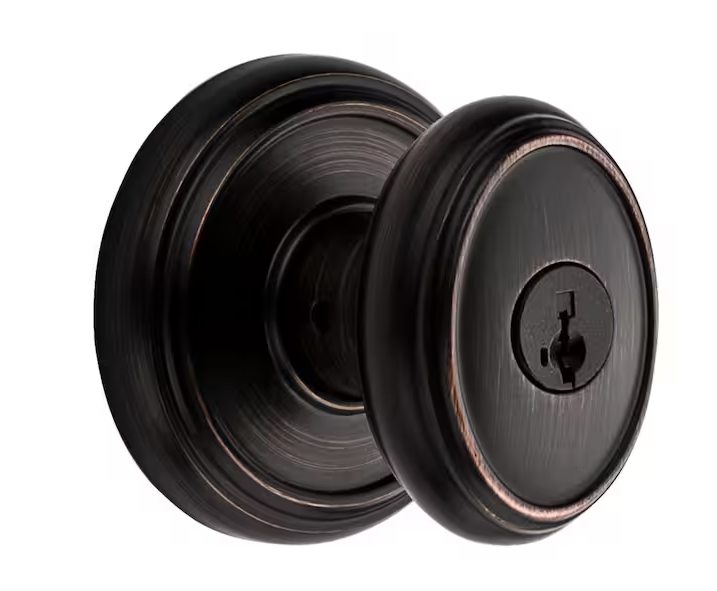 Baldwin Prestige Carnaby Venetian Bronze Exterior Entry Knob and Single Cylinder Deadbolt Combo Pack Featuring SmartKey Security
