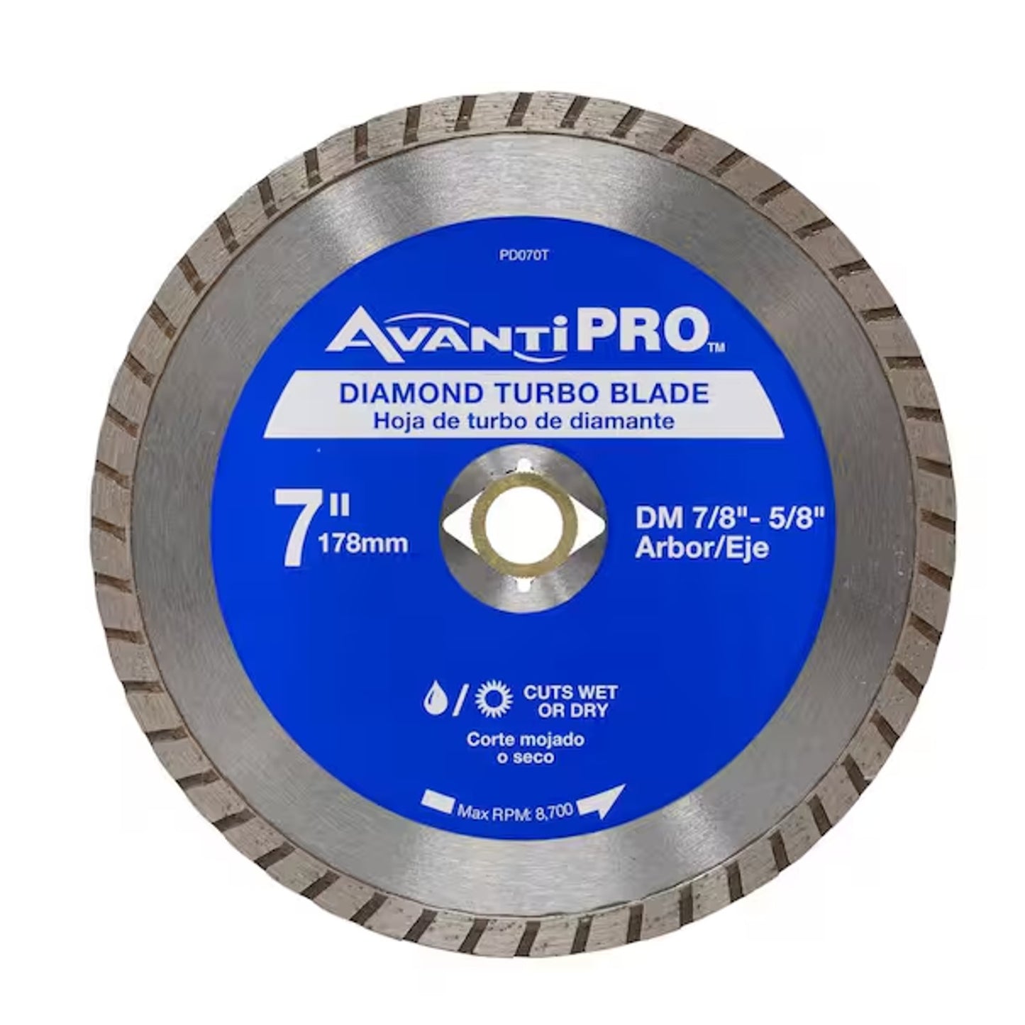 Avanti Pro 7" Diamond Turbo Blade 7/8"-5/8" Arbor Wet or Dry Masonry PD040T