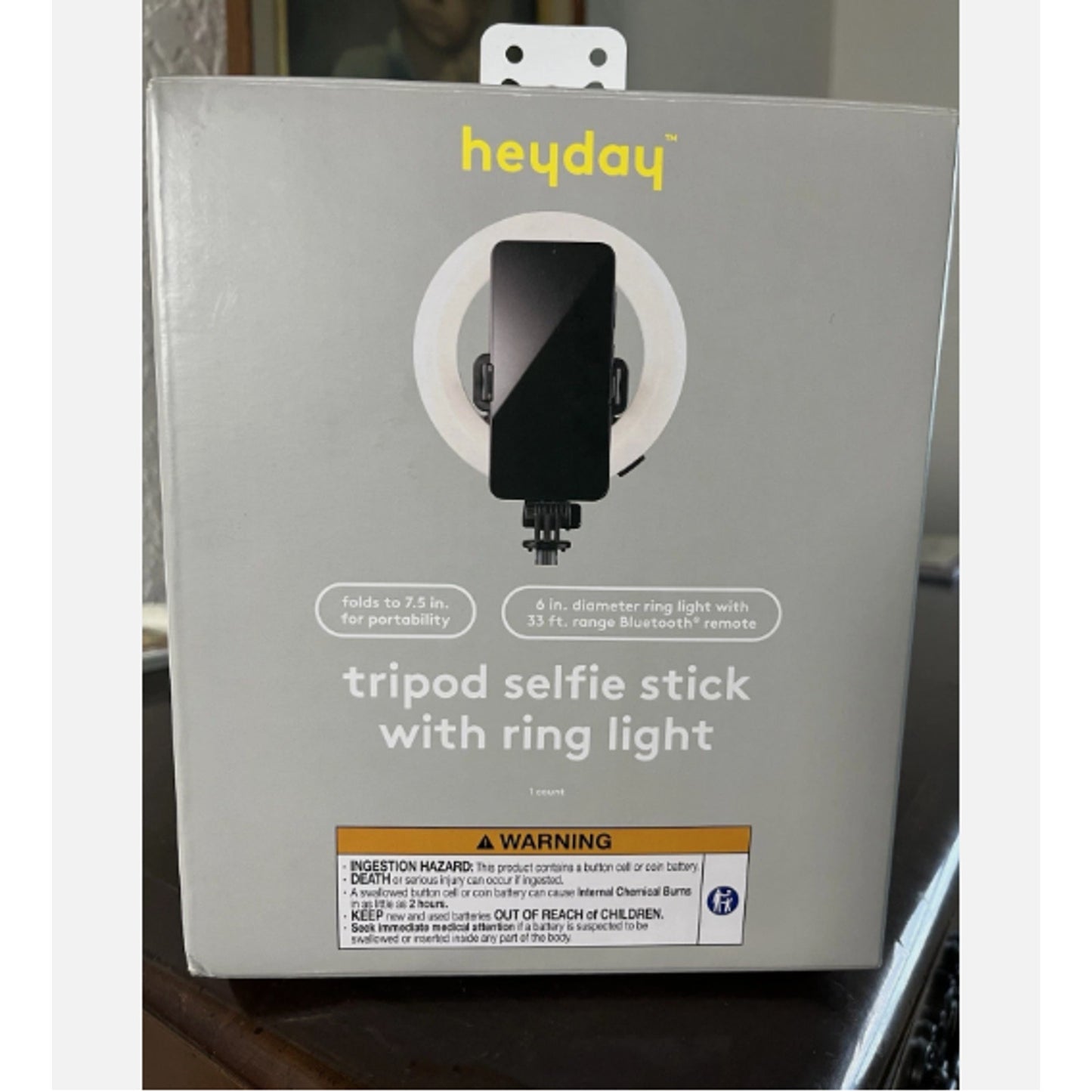 Heyday Black Tripod Selfie Stick with LED Ring Light 197543409176