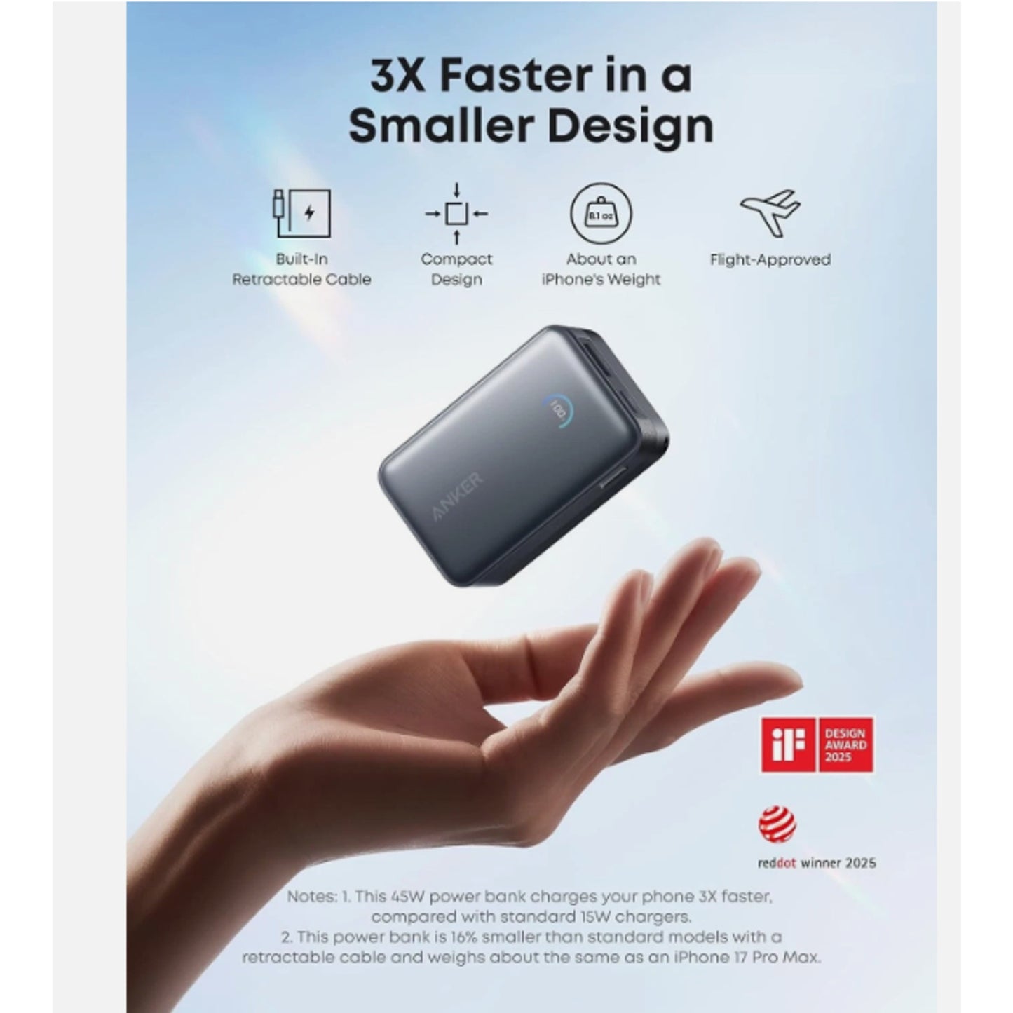Anker Nano Portable Charger, 10,000mAh 45W Max Compact Power Bank, Black
