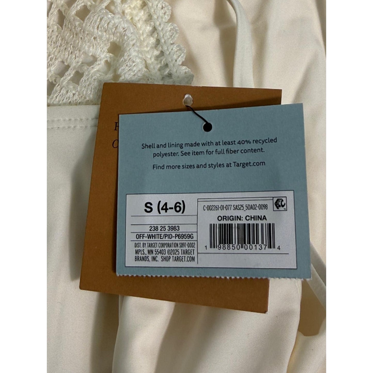 Women's Crochet One Piece Swimsuit Cream Shade & Shore Sz:S 4-6
