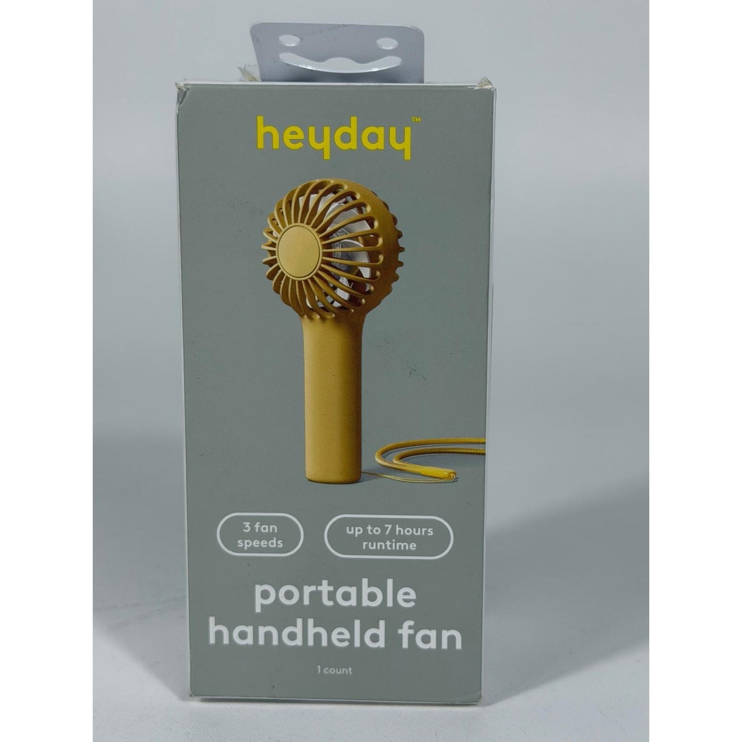 heyday Portable Handheld Fan - yellow, new condition, 3 fan speeds