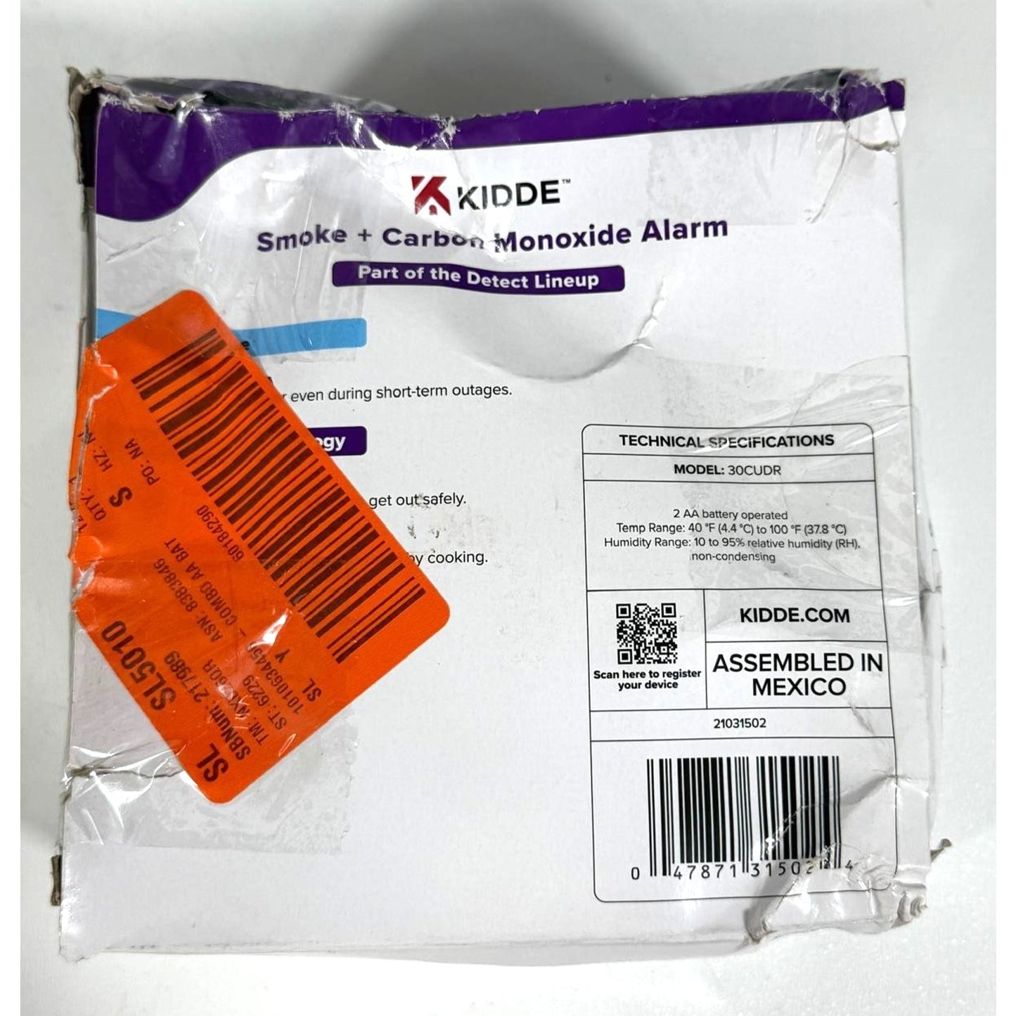 Kidde AA Battery Powered Smoke & Carbon Monoxide Detector 30CUDR