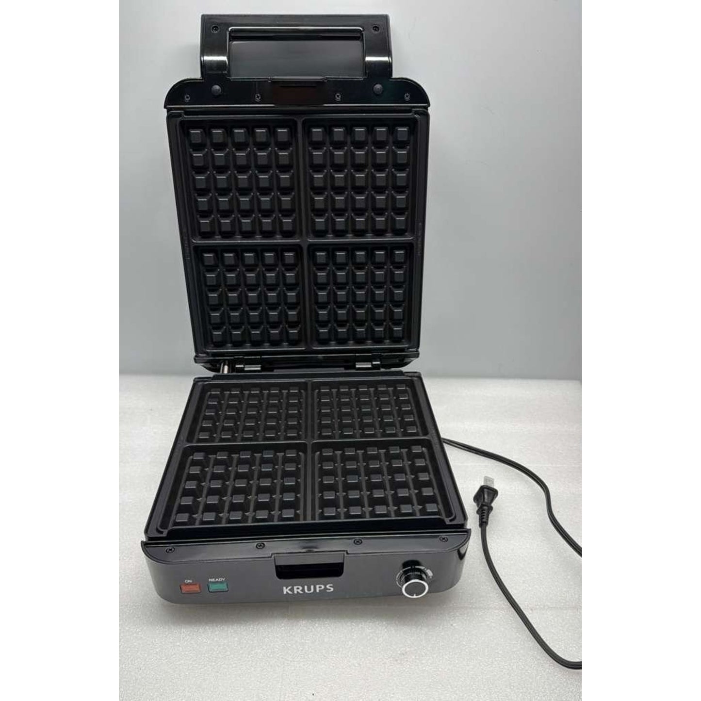 KRUPS 4-Slice Belgian Waffle Maker Stainless Steel, 5 Browning Levels, Audible