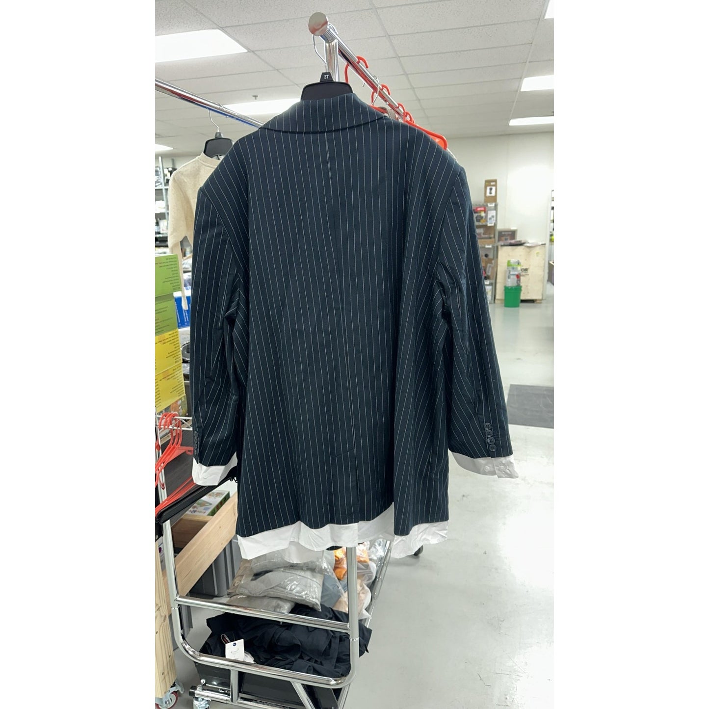 KBB by Kahlana The Shirt Blazer Navy Blue & White Striped 2 Button - 2X (20~22)