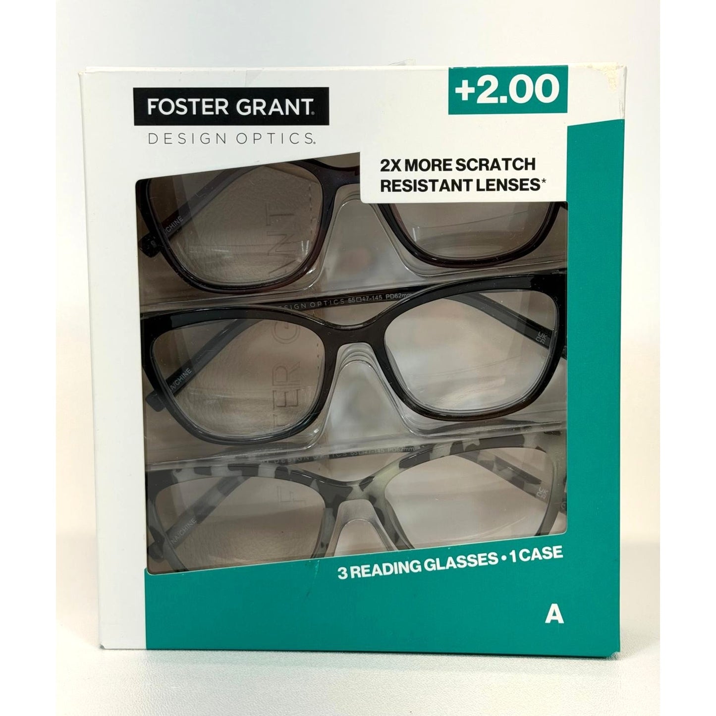 Foster Grant Full rim plastic reading Glasses 3 Pack + 2.00