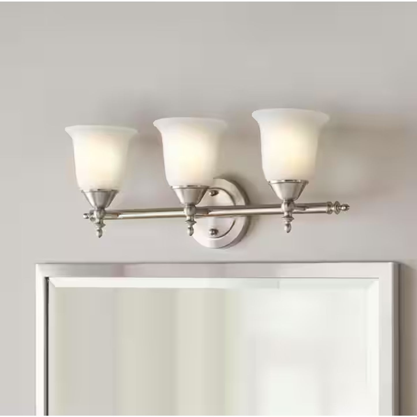 Hampton Bay Olgelthorpe 3-Light Brushed Nickel Vanity Light New