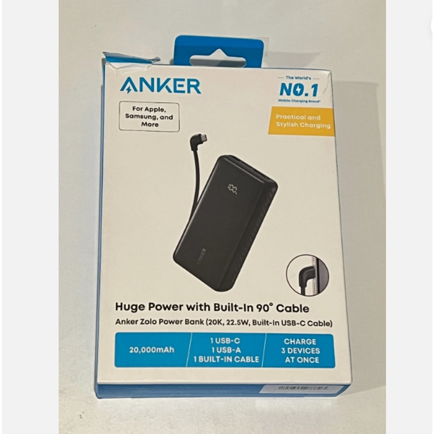 Anker Zolo 20K 22.5W w/ Built-In USB-C Portable Charger Battery Power Bank