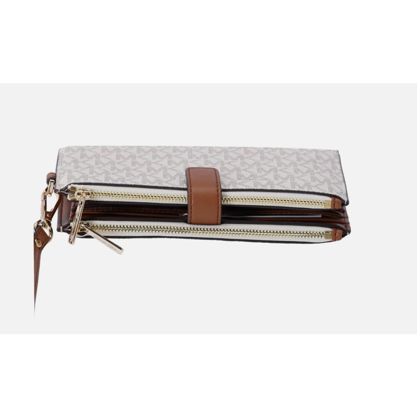 Michael Kors Jet Set Travel Double Zip Phone Wristlet MK Vanilla Signature