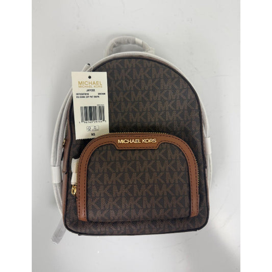 Michael Kors Jaycee XS Convertible Brown Logo Canvas Backpack Women’s MK Bag NWT