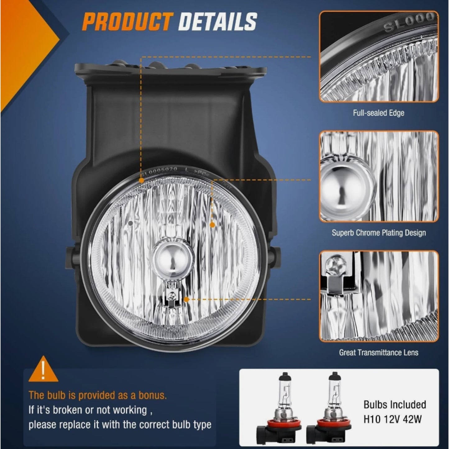 Nilight Fog Lights Assembly for 2003-2006 GMC Sierra 1500 1500HD 2500 2500HD