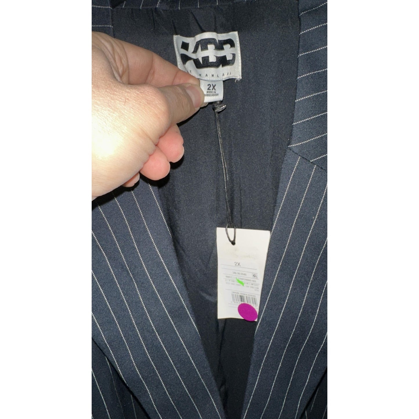 KBB by Kahlana The Shirt Blazer Navy Blue & White Striped 2 Button - 2X (20~22)