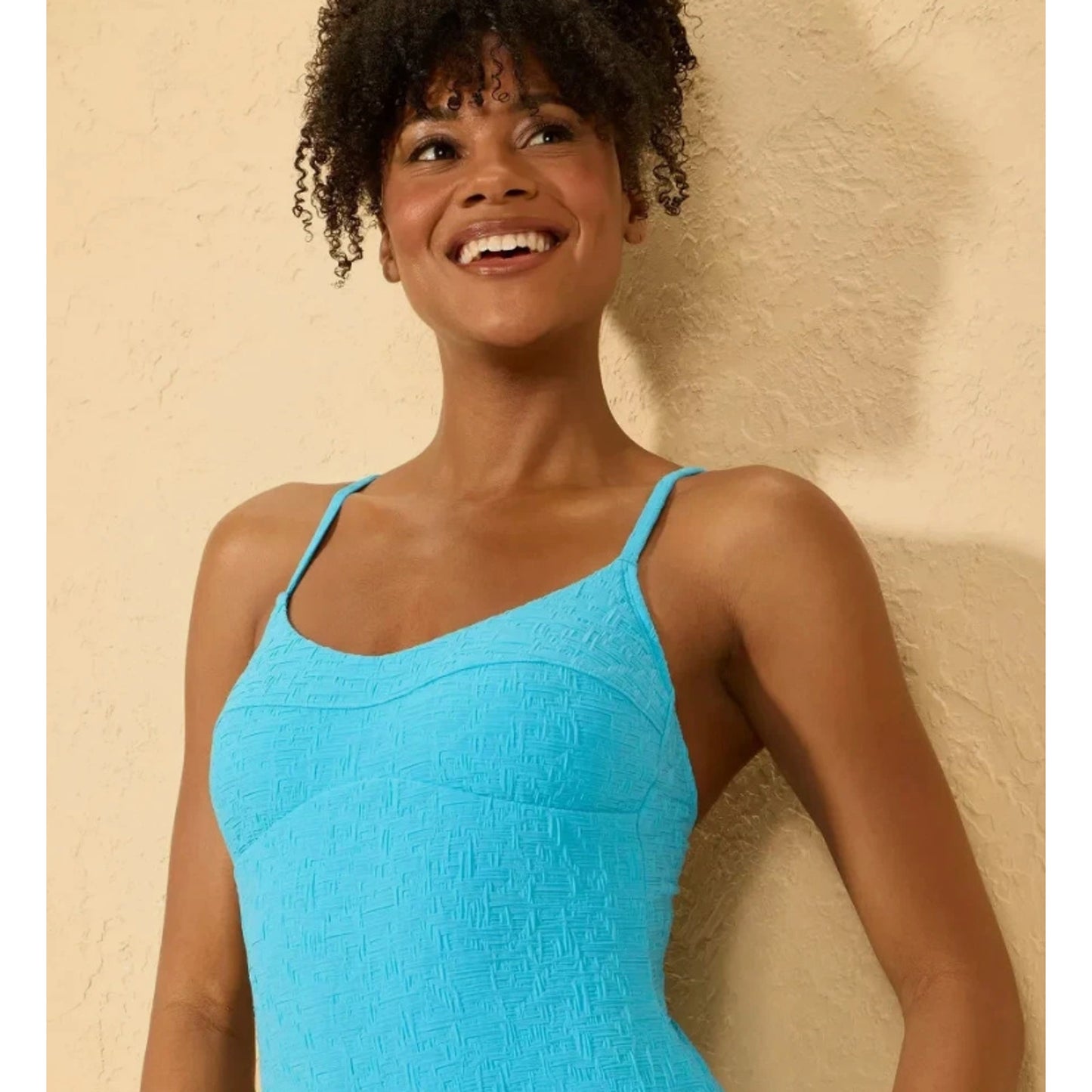 Women's Jacquard Textured Regular Leg Swimsuit - Shade & Shore Blue Large 12-14
