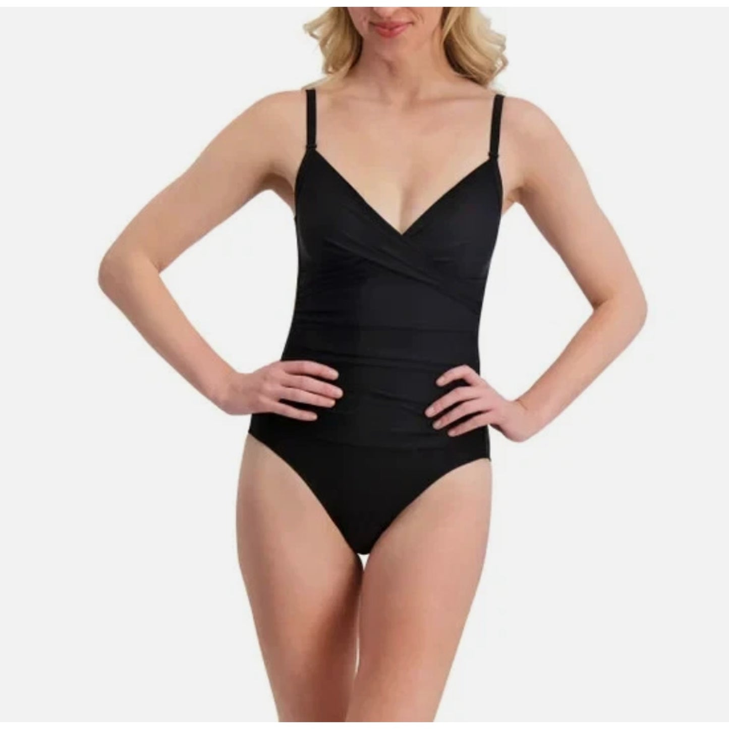DKNY Sport Women's Swimsuit Fully lined Removeable cups Black Color Size XL