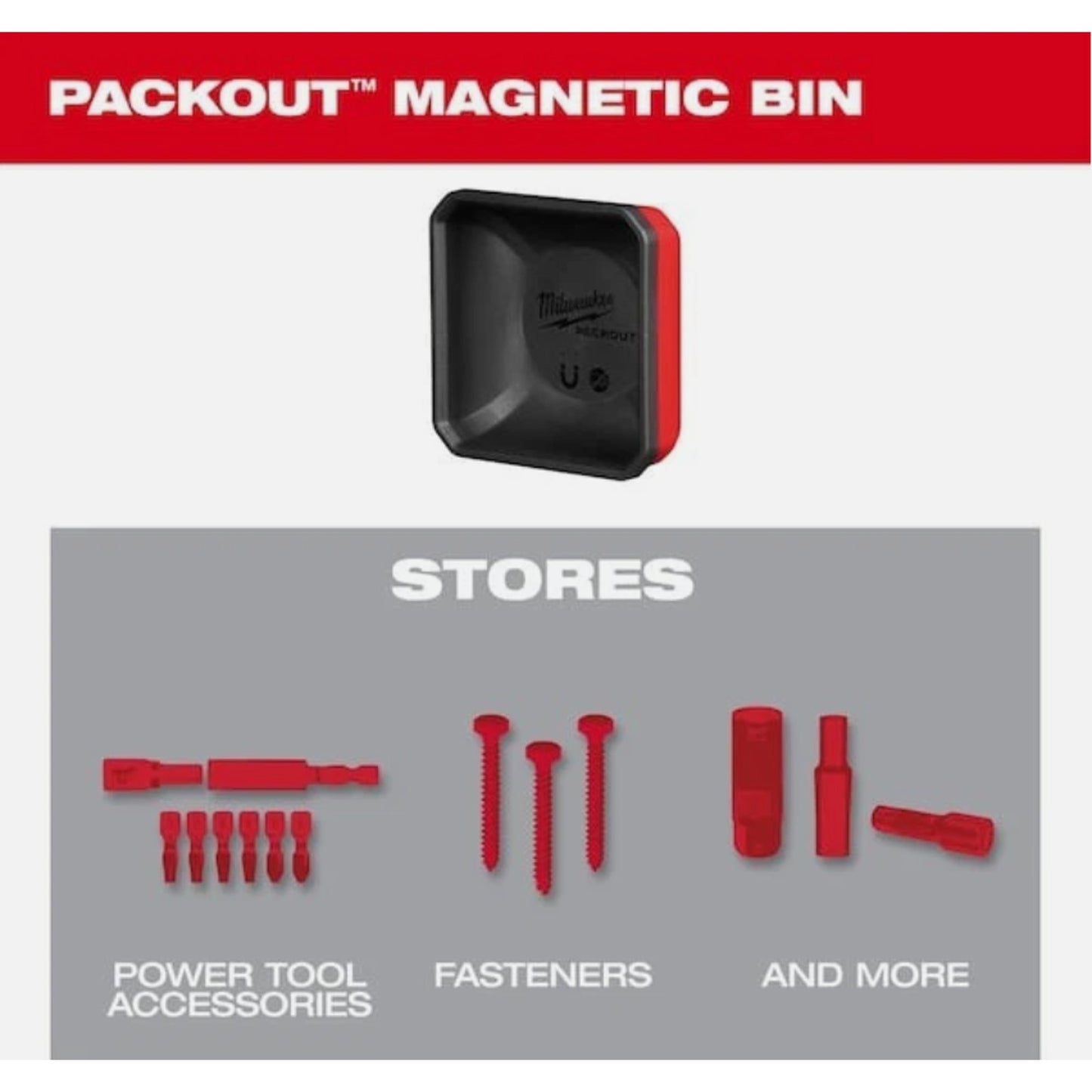 Milwaukee Tool 48-22-8070 Packout Magnetic Bin, 4.29 In L X 4.29 In W X 2.13 In
