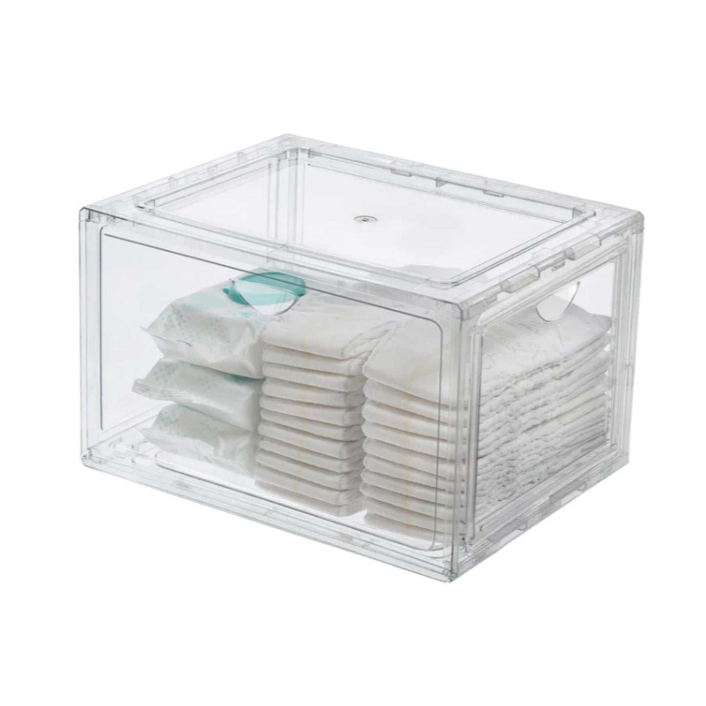Stackable Shoebox Organizer 4-pack Clear Magnetic Door Storage