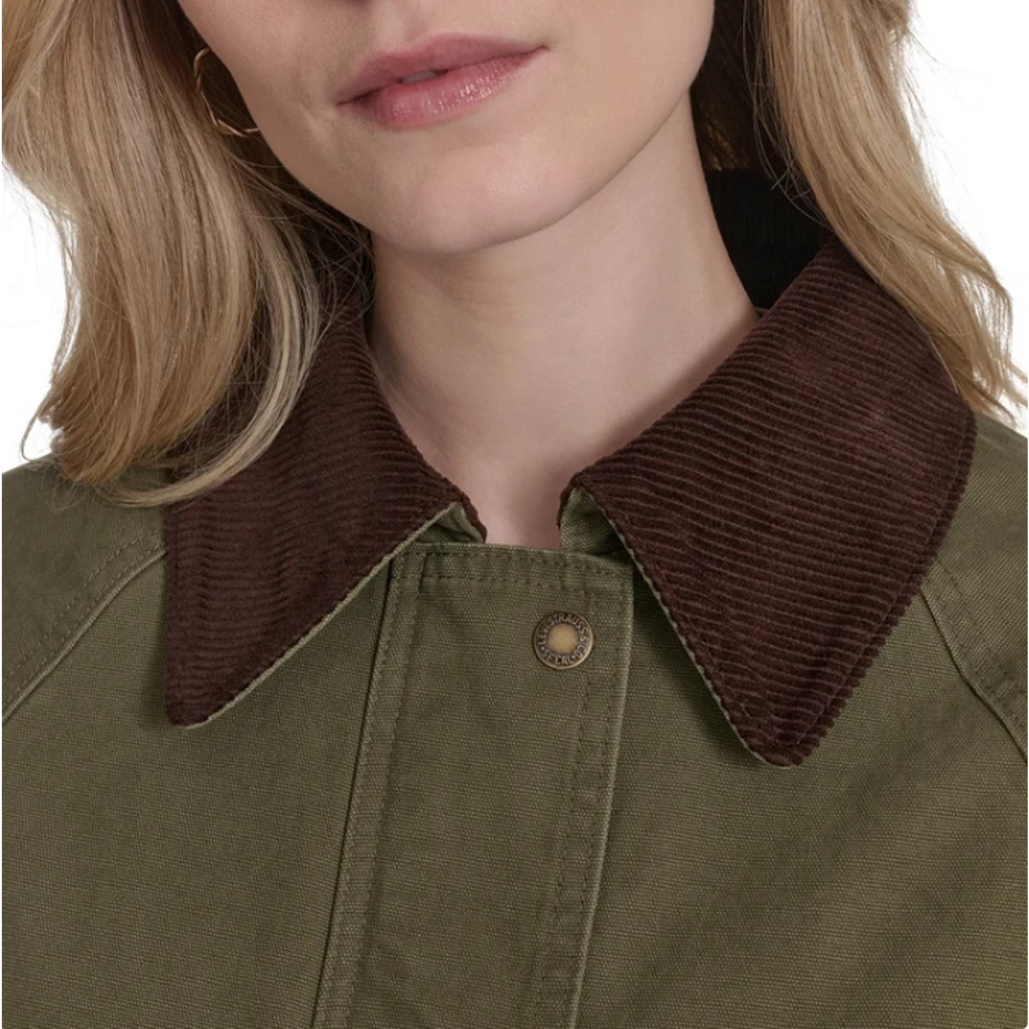 Levi's Women's Standard fit Canvas Jacket, Green Olive Size L