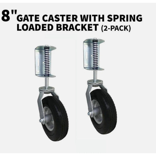 8 in Swivel Gate Casters Spring Loaded Black Rubber 200 lb 2 Pack 9798E-2